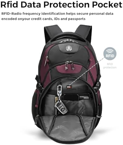 Swissdigital Design Laptop Backpack with USB Charging Port | Men's 15.6 Inches Fit 31L Travel Backpack | Blue/Black | SD