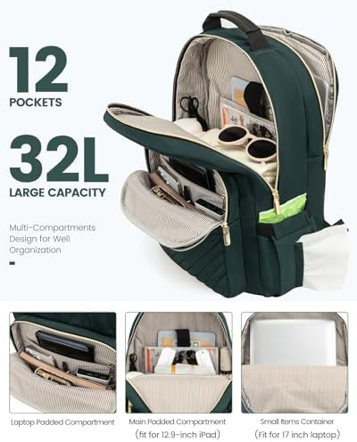 Laptop Backpack Purse for Women Work Travel Black OEKO-TEX STANDARD 100 Laptop Backpack Purse for Women College Black Qu