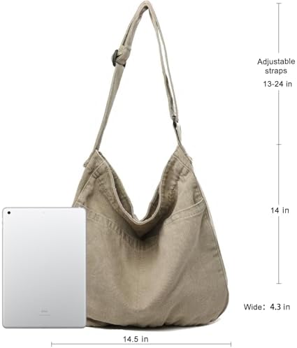 Dainaotm Canvas Tote Bag Casual Hobo Crossbody Shoulder Bag for Women Large Purse Messenger Bag Travel Work Dainaotm Can