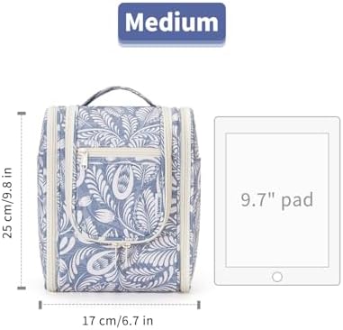Narwey Large Blue Leaf Hanging Toiletry Bag for Women Travel and Men Cosmetics Organizers