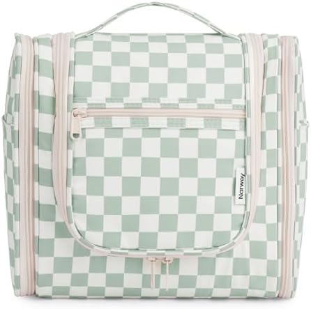 Narwey Large Blue Leaf Hanging Toiletry Bag for Women Travel and Men Cosmetics Organizers