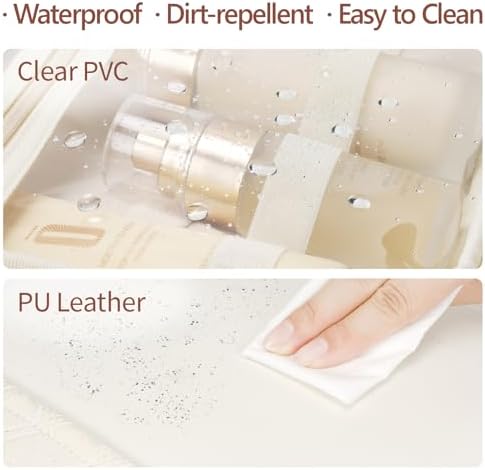 Hanging Travel Bag for Toiletries Quilted Plaid Waterproof Makeup Organizer Brown (M) Smart Large Compartments Toiletr