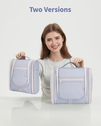 Narwey Large Blue Leaf Hanging Toiletry Bag for Women Travel and Men Cosmetics Organizers