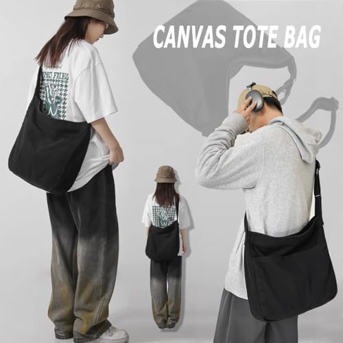 Dainaotm Canvas Tote Bag Casual Hobo Crossbody Shoulder Bag for Women Large Purse Messenger Bag Travel Work Dainaotm Can