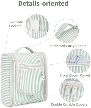 Narwey Large Blue Leaf Hanging Toiletry Bag for Women Travel and Men Cosmetics Organizers