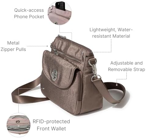 Baggallini Calais Crossbody Bags for Women Lightweight Water-Resistant Travel Purse Baggallini Calais Crossbody Bags for