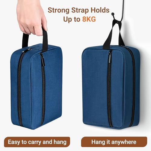 Elviros Lightweight Travel Toiletry Bag for Women and Men Travel Essentials Gifts for Men(Navy Blue) Global Recycled Sta