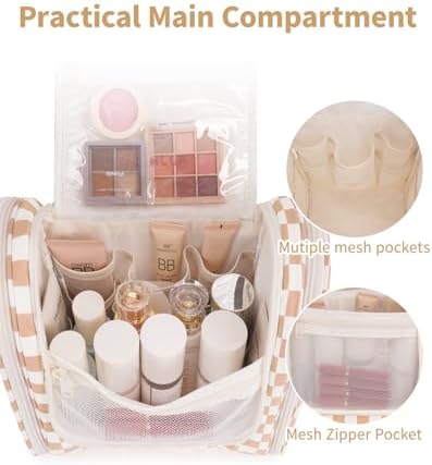 Narwey Large Blue Leaf Hanging Toiletry Bag for Women Travel and Men Cosmetics Organizers