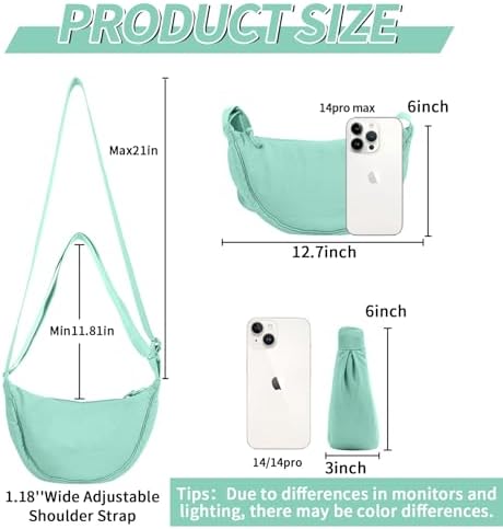 EVGLOW Nylon Crescent Crossbody Bag - Trendy Women's Travel Sling Bag EVGLOW Nylon Crescent Crossbody Bag - Small Men's