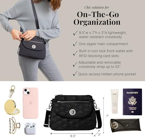 Baggallini Calais Crossbody Bags for Women Lightweight Water-Resistant Travel Purse Baggallini Calais Crossbody Bags for