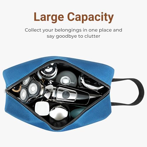 Elviros Lightweight Travel Toiletry Bag for Women and Men Travel Essentials Gifts for Men(Navy Blue) Global Recycled Sta