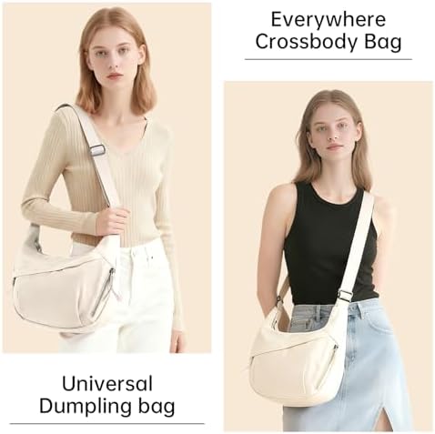 FFEDAYUN Crescent Bags for Women Casual Shoulder Handbags Multi-Pocket Lightweight Crossbody Purse Nylox Nylon Hobo Slin