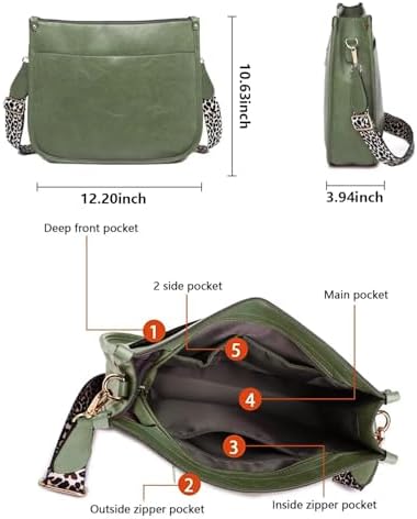 AUYOCO Vegan Leather Crossbody Bags for Women Handbag with Guitar Strap Zipped Pockets AUYOCO Vegan Leather Crossbody