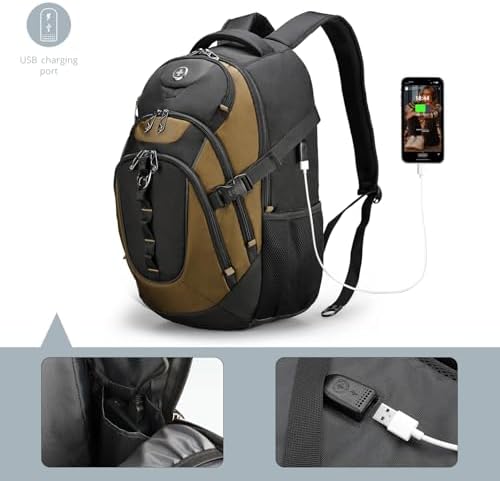 Swissdigital Design Laptop Backpack with USB Charging Port | Men's 15.6 Inches Fit 31L Travel Backpack | Blue/Black | SD