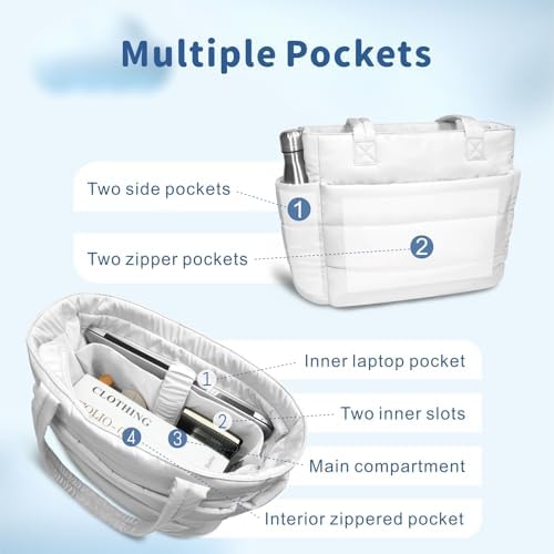 TOPDesign Lightweight Puffy Handbag for Women Travel TOPDesign Quilted Shoulder Bag for Women Work TOPDesign Puffer Tote