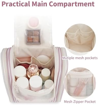 Narwey Large Blue Leaf Hanging Toiletry Bag for Women Travel and Men Cosmetics Organizers