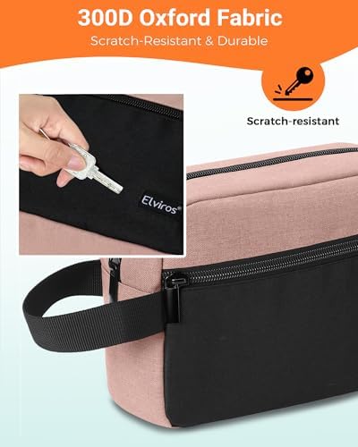 Elviros Lightweight Travel Toiletry Bag for Women and Men Travel Essentials Gifts for Men(Navy Blue) Global Recycled Sta