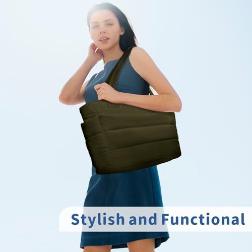TOPDesign Lightweight Puffy Handbag for Women Travel TOPDesign Quilted Shoulder Bag for Women Work TOPDesign Puffer Tote