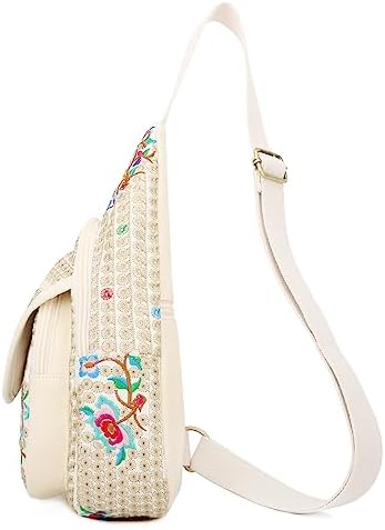 SILKAREA Embroidered Boho Small Sling Bag for Women Travel (Blue) SILKAREA Embroidered Boho Small Sling Bag for Women Ch