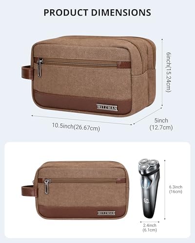 WITZMAN Classic Black A8001 Men's Water-Resistant Travel Dopp Kit Bag