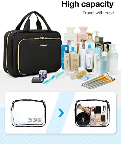 Toiletry Bag Smart Hanging Travel Makeup Organizer TSA Approved Transparent | Travel Makeup Organizer with Hanging Feat