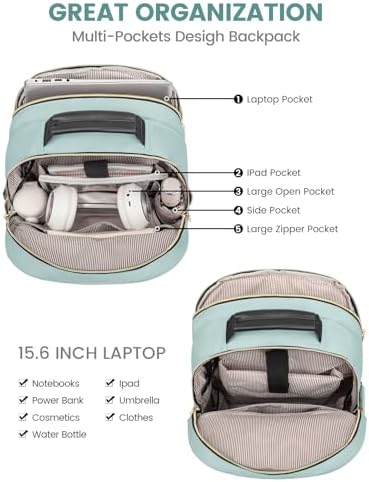 Laptop Backpack Purse for Women Work Travel Black OEKO-TEX STANDARD 100 Laptop Backpack Purse for Women College Black Qu
