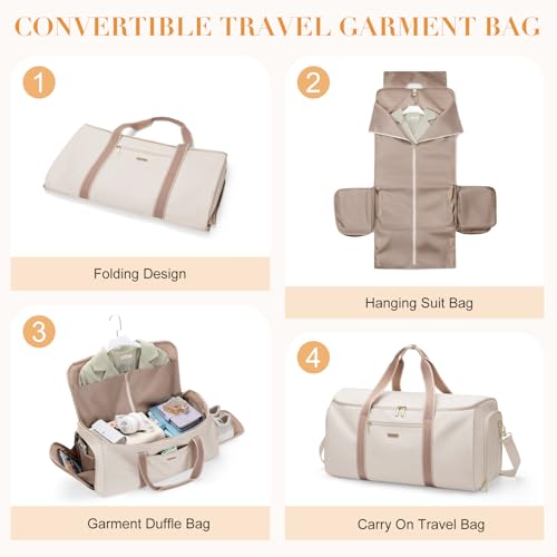 GOLF SUPAGS Sac de Voyage Convertible 2 en 1 Blanc Cassé pour Femme Voyage d'Affaires et Weekends Puissant et Pratique M
