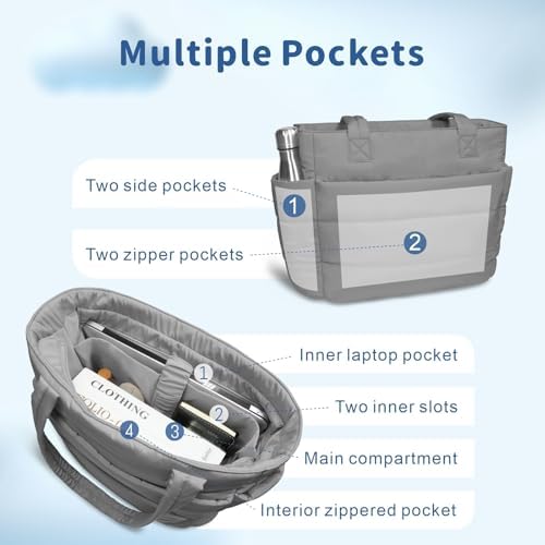 TOPDesign Lightweight Puffy Handbag for Women Travel TOPDesign Quilted Shoulder Bag for Women Work TOPDesign Puffer Tote