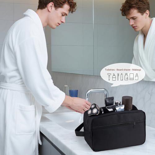 Elviros Lightweight Travel Toiletry Bag for Women and Men Travel Essentials Gifts for Men(Navy Blue) Global Recycled Sta