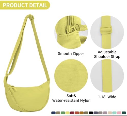 EVGLOW Nylon Crescent Crossbody Bag - Trendy Women's Travel Sling Bag EVGLOW Nylon Crescent Crossbody Bag - Small Men's