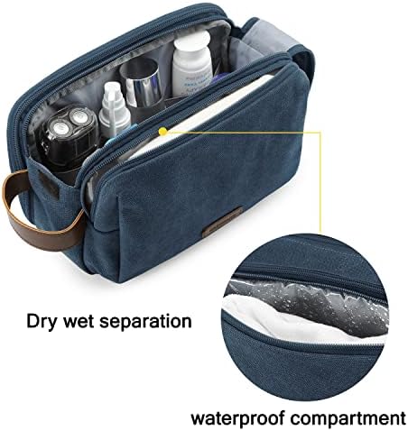 Men's Water-resistant Toiletry Bag - BAGSMART Dopp Kit Canvas Travel Organizer - Black - Large - Image 76