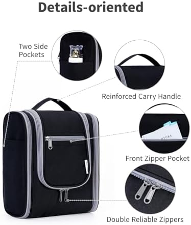 Narwey Large Blue Leaf Hanging Toiletry Bag for Women Travel and Men Cosmetics Organizers