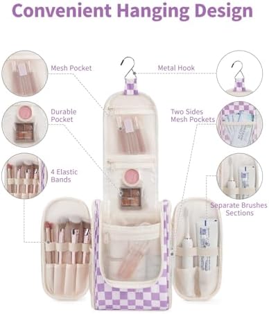 Narwey Large Blue Leaf Hanging Toiletry Bag for Women Travel and Men Cosmetics Organizers