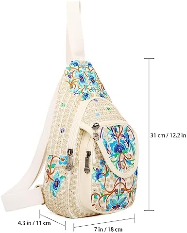 SILKAREA Embroidered Boho Small Sling Bag for Women Travel (Blue) SILKAREA Embroidered Boho Small Sling Bag for Women Ch