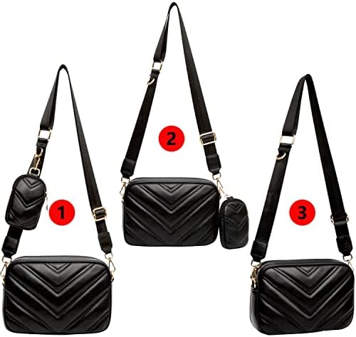 Herald Chevron Quilted Small Crossbody Bag for Women - Camera Side Shoulder Bag, 2 Sizes, Coin Purse Included Herald Che