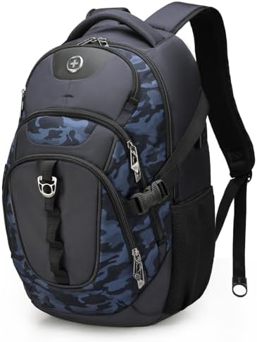 Swissdigital Design Laptop Backpack with USB Charging Port | Men's 15.6 Inches Fit 31L Travel Backpack | Blue/Black | SD