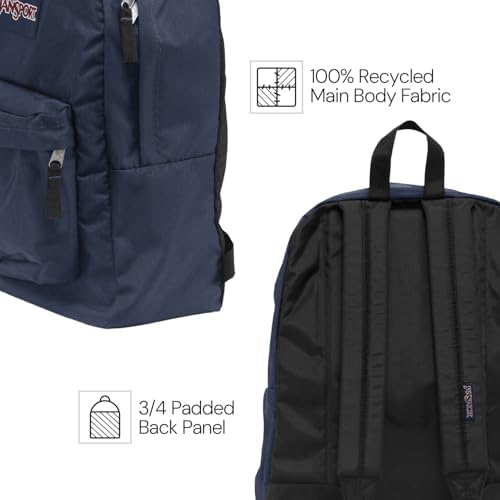 JanSport SuperBreak One Backpack Navy - Durable Lightweight Bag with Main Compartment - Premium Travel Backpack