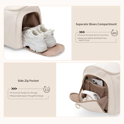 GOLF SUPAGS Sac de Voyage Convertible 2 en 1 Blanc Cassé pour Femme Voyage d'Affaires et Weekends Puissant et Pratique M