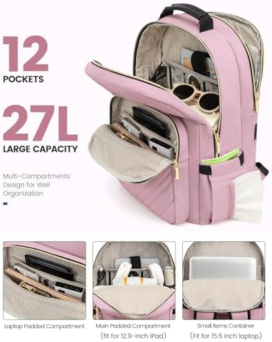 Laptop Backpack Purse for Women Work Travel Black OEKO-TEX STANDARD 100 Laptop Backpack Purse for Women College Black Qu