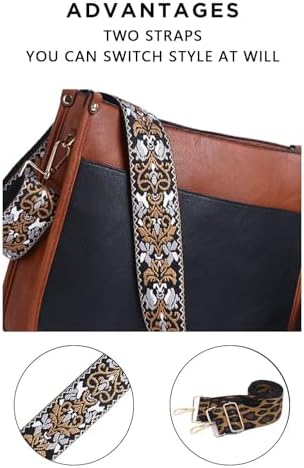 AUYOCO Vegan Leather Crossbody Bags for Women Handbag with Guitar Strap Zipped Pockets AUYOCO Vegan Leather Crossbody