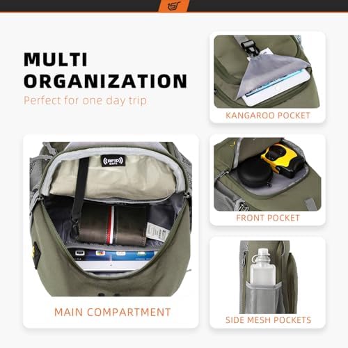 SKYSPER Anti-RFID Crossbody Sling Backpack for Women Men(Army Green) SKYSPER Travel Hiking Crossbody Bag for Women Men