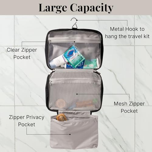 Baggallini Unisex Large Hanging Travel Toiletry Kit - Lightweight 8x11 Inch Makeup Bag for Everyone Travel