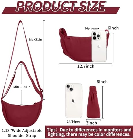 EVGLOW Nylon Crescent Crossbody Bag - Trendy Women's Travel Sling Bag EVGLOW Nylon Crescent Crossbody Bag - Small Men's