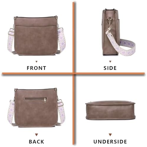 AUYOCO Vegan Leather Crossbody Bags for Women Handbag with Guitar Strap Zipped Pockets AUYOCO Vegan Leather Crossbody