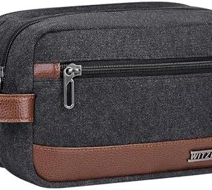 WITZMAN Classic Black A8001 Men's Water-Resistant Travel Dopp Kit Bag