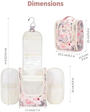 Narwey Large Blue Leaf Hanging Toiletry Bag for Women Travel and Men Cosmetics Organizers