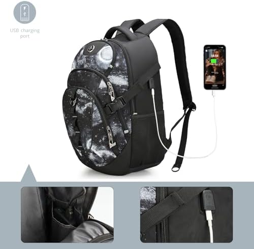 Swissdigital Design Laptop Backpack with USB Charging Port | Men's 15.6 Inches Fit 31L Travel Backpack | Blue/Black | SD