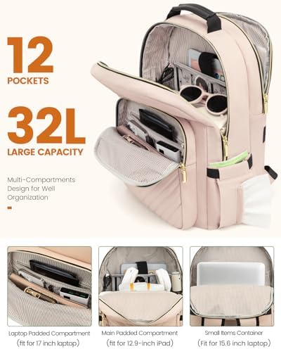 Laptop Backpack Purse for Women Work Travel Black OEKO-TEX STANDARD 100 Laptop Backpack Purse for Women College Black Qu