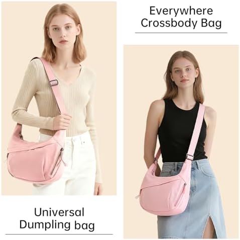 FFEDAYUN Crescent Bags for Women Casual Shoulder Handbags Multi-Pocket Lightweight Crossbody Purse Nylox Nylon Hobo Slin