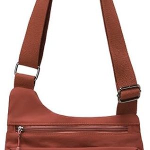 Qiyllur Brown Nylon Multi-Pocket Crossbody Messenger Bag for Casual Wear, Adjustable Strap, 6 Zipper Compartments, Ligh